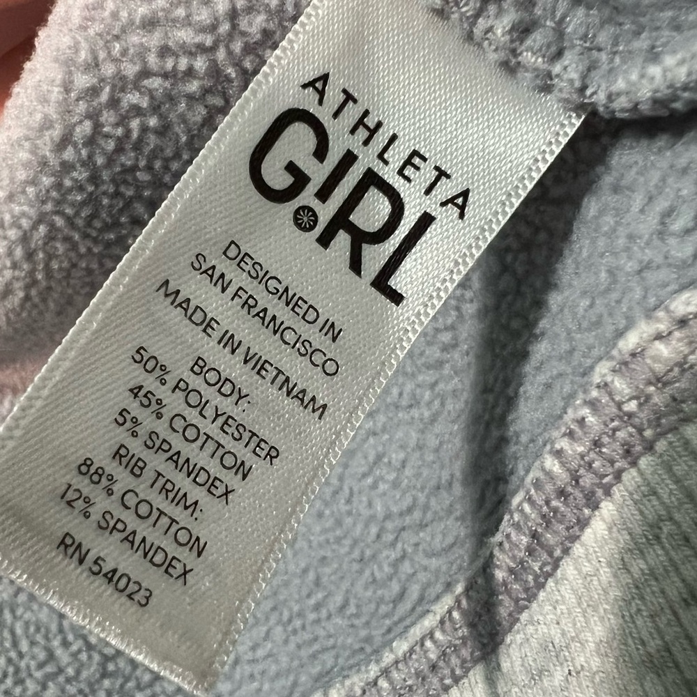 Athleta Girl Large 12 Gray Camo‎ Full Zip Up Hoodie with Thumb Holes - Picture 8 of 9